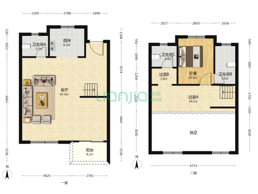 中梁壹号院 1室1厅3卫 118平方