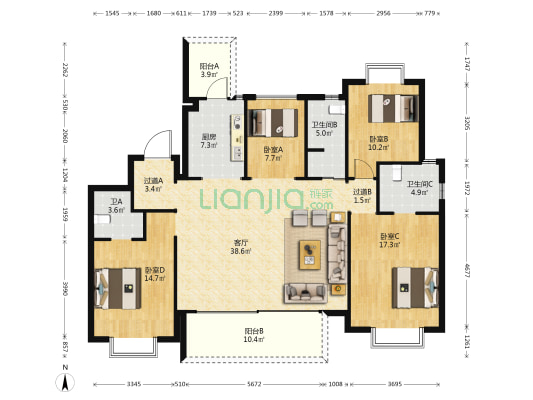 华润中心润府 4室1厅3卫 178平方