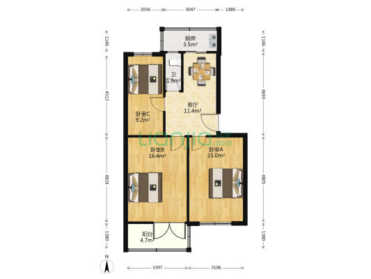 胜利桥东小区 3室1厅1卫 79平方