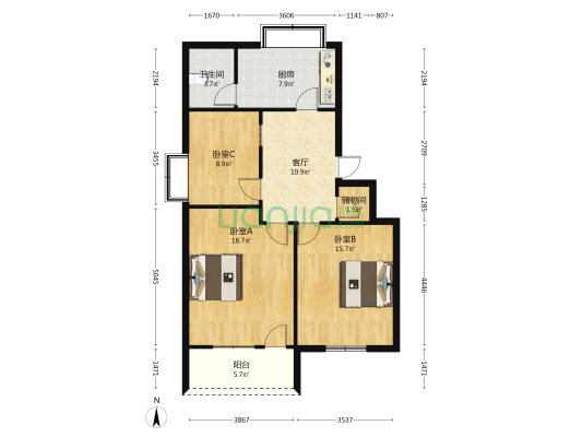 古田支路44号 3室1厅1卫 100平方