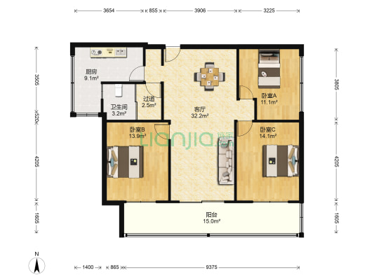 清河路23弄1-6号 3室1厅1卫 115平方