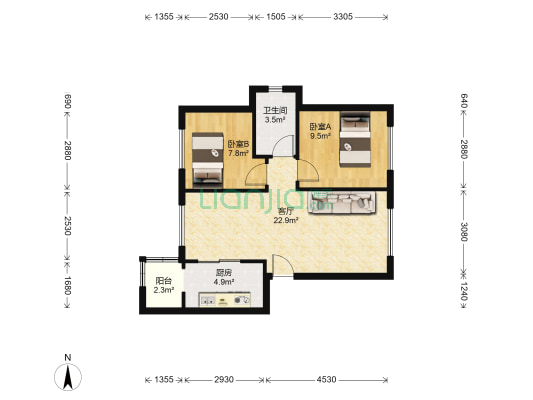 幸福里二期 2室1厅1卫 65平方