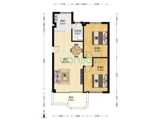 东秀园 2室1厅1卫 78平方