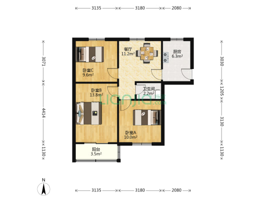 旺思泾浜27号 3室1厅1卫 78平方