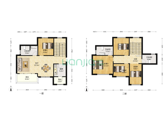 恒大东汇名城 5室1厅3卫 129平方