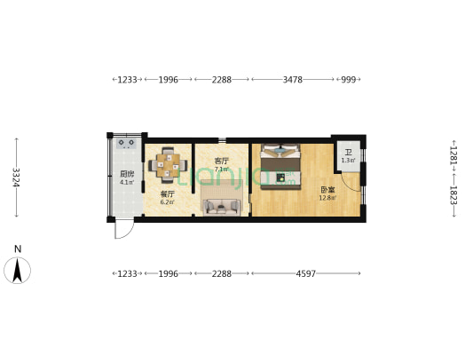 后新南街005 1室2厅1卫 28平方