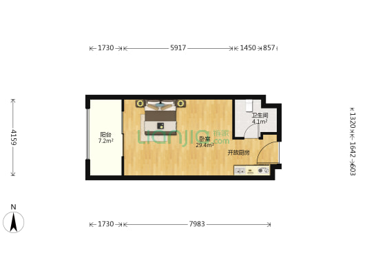 龙之梦悦庭 1室0厅1卫 63平方