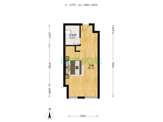 艺尚锦江 1室0厅1卫 57平方