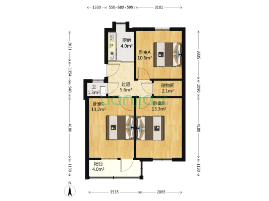 师范附小 3室0厅1卫 62平方