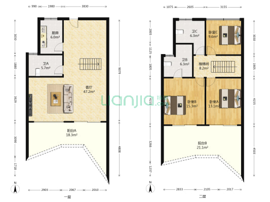 麓岛 3室1厅3卫 143平方