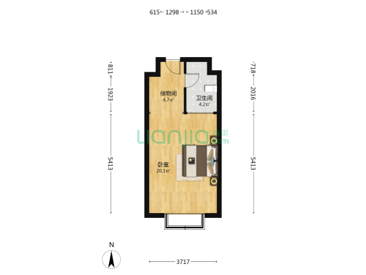柏悦商务大厦 1室0厅1卫 48平方