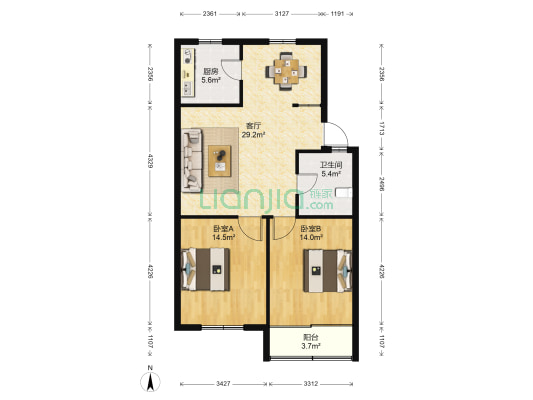 团结新村（昆山） 2室1厅1卫 93平方