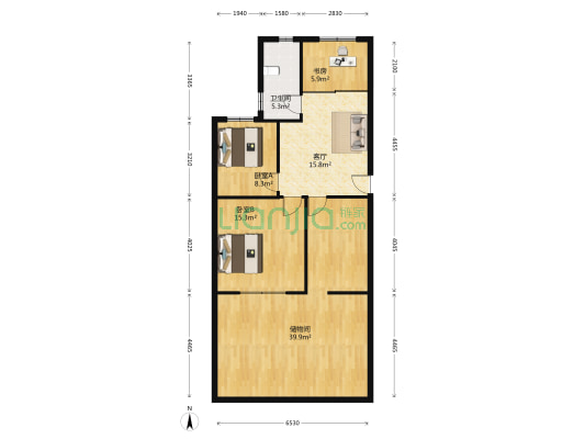 东大院四区 3室1厅1卫 85平方