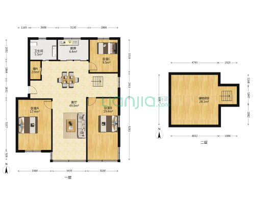吉祥新村三区 3室1厅1卫 128平方