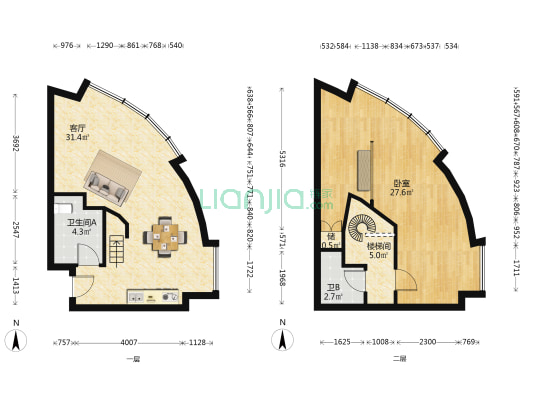 中汇广场 1室1厅2卫 99平方
