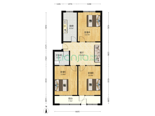 东平巷5号院 3室1厅1卫 96平方