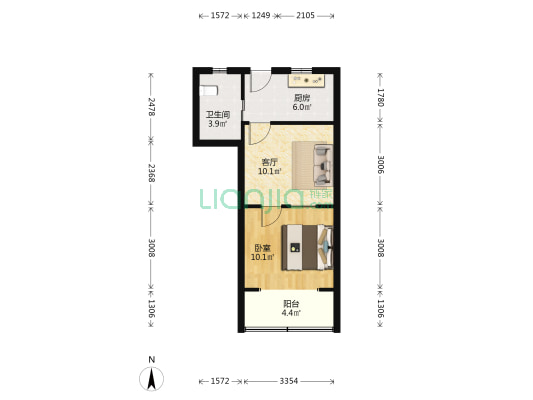 幸福新苑 1室1厅1卫 41平方