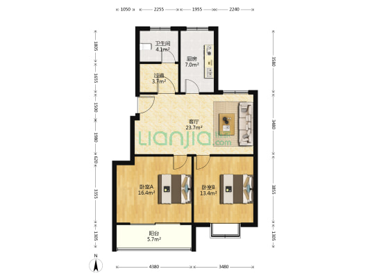 落霞苑第三社区 2室1厅1卫 96平方