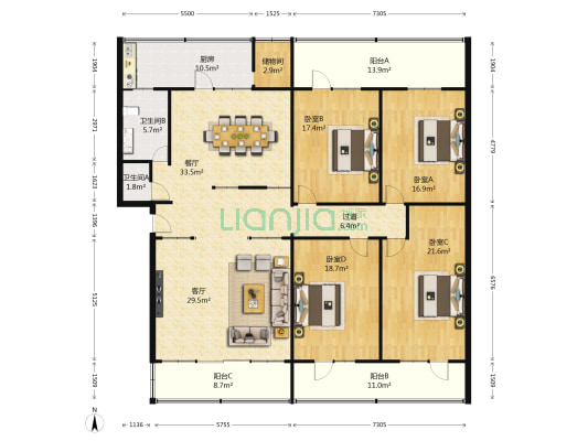 国税局家属院（武都路） 4室2厅2卫 200平方
