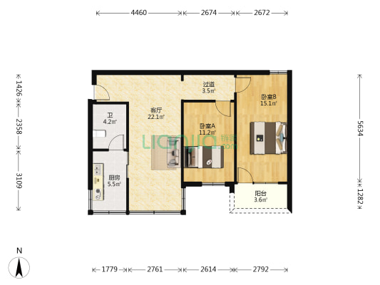 嘉华楼 2室1厅1卫 79平方