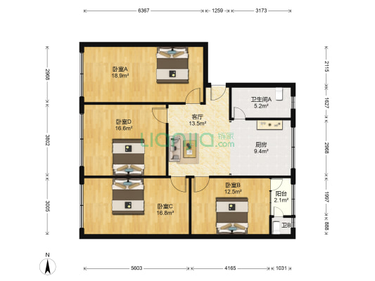 福兴三街 4室1厅2卫 136平方