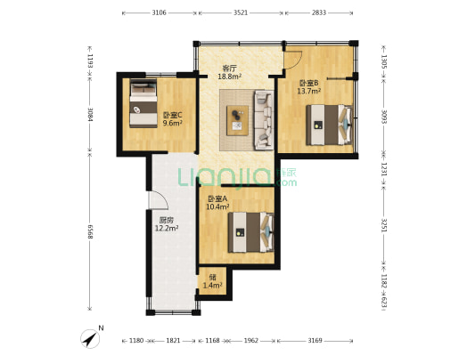省府西路34号 3室1厅0卫 75平方
