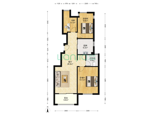 融创玉兰璟园 3室1厅1卫 89平方