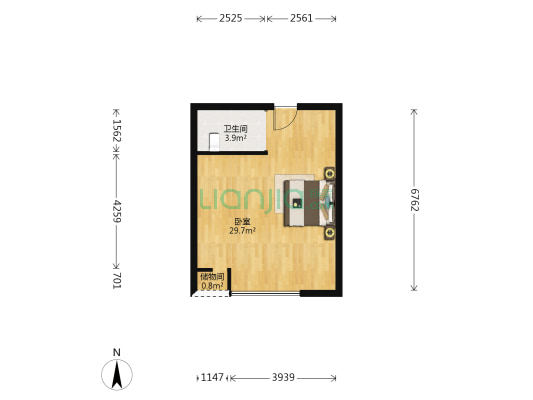 西溪锋尚苑 1室0厅1卫 47平方