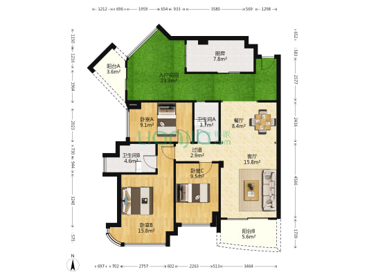 剑桥郡5区睿爵 3室2厅2卫 113平方
