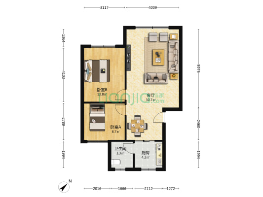 长山小区 2室1厅1卫 75平方