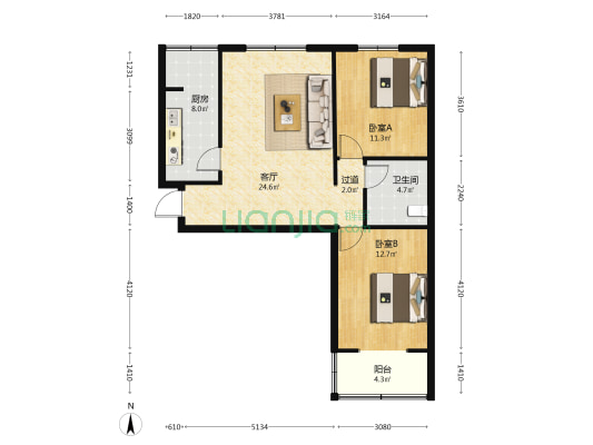 百家乐园生活小区（A区） 2室1厅1卫 93平方