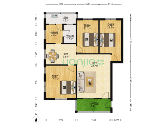红旗新村四巷 3室2厅1卫 105平方