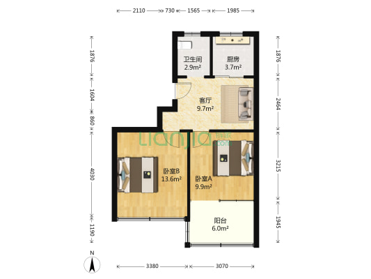 罗门西村 2室1厅1卫 59平方