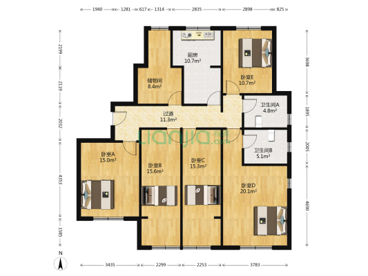 东城逸家逸品园 5室0厅2卫 157平方