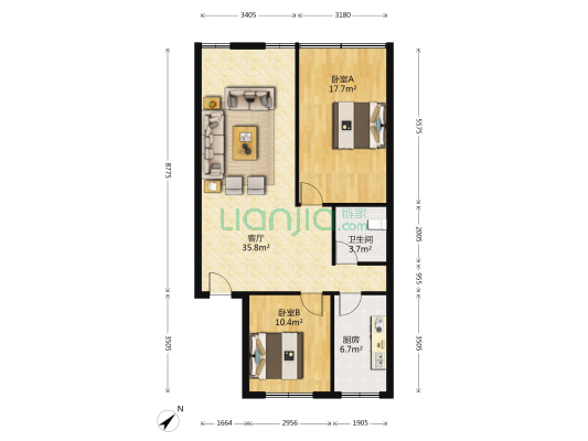 嘉城苑 2室1厅1卫 89平方