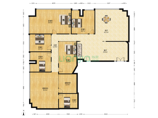 西进时代中心 6室2厅0卫 382平方