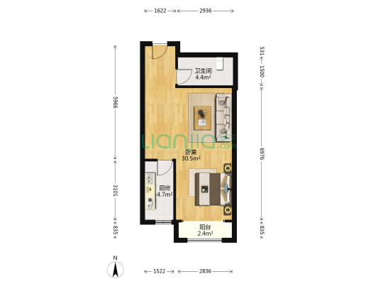 金地平山印 1室0厅1卫 58平方