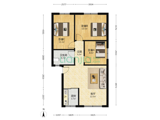 铜锣井巷19号 3室1厅1卫 81平方