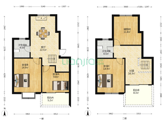 蓬曦园C5-1区 3室1厅2卫 121平方