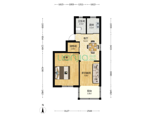 长春观 2室1厅1卫 53平方