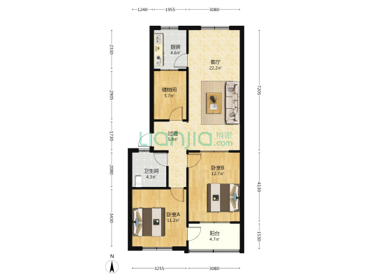 华联家属院 2室1厅1卫 90平方