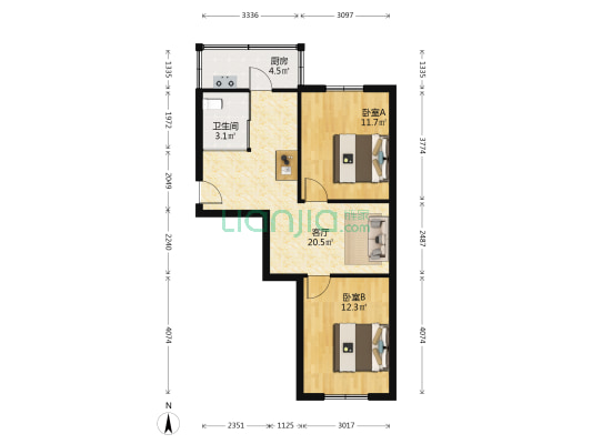馨居园 2室1厅1卫 66平方