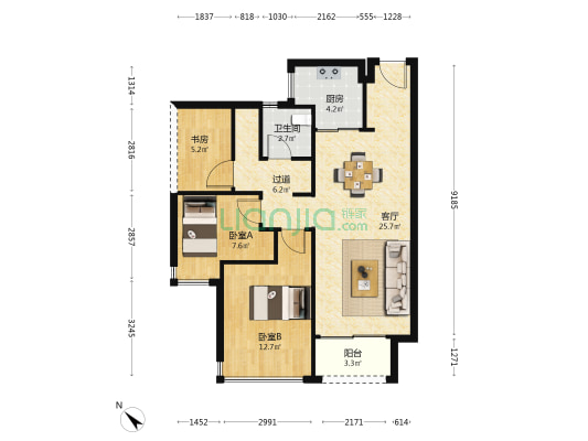 承翰珀尔世家 3室1厅1卫 82平方