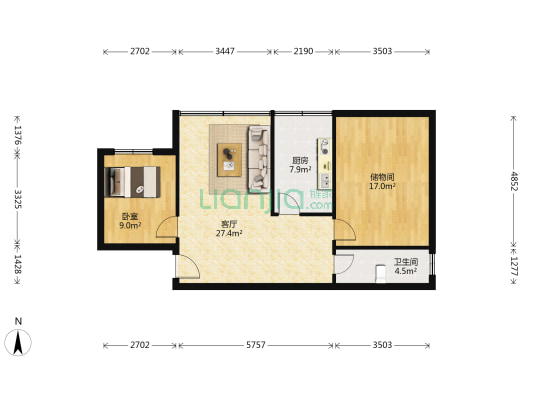 东山怡景苑 1室1厅1卫 78平方