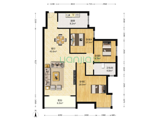 省工信委定西路家属院 3室1厅1卫 131平方