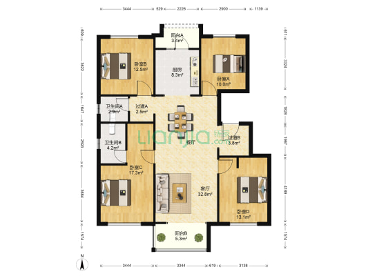 开封康桥九溪郡 4室1厅2卫 148平方