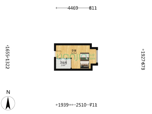 霆彪中环广场 1室0厅1卫 26平方