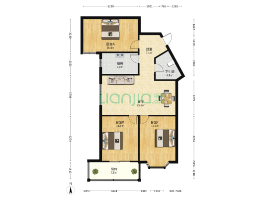 中煤水文局家属院 3室1厅1卫 123平方