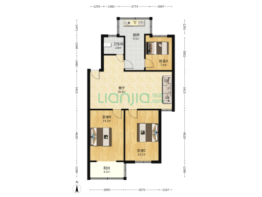 施庄巷 3室1厅1卫 95平方