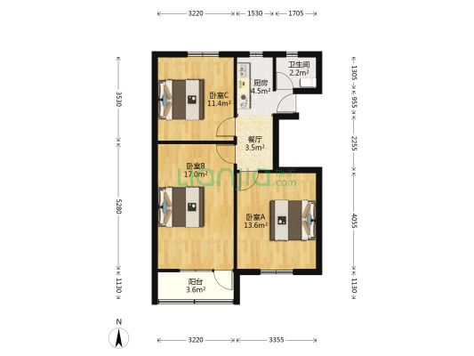 辽源一村 3室1厅1卫 66平方